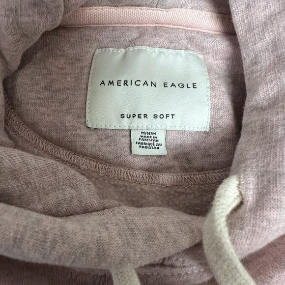 American Eagle Men’s Hoodie Super Soft Size M Pastel Pink Sweatshirt Pullover - Picture 2 of 8
